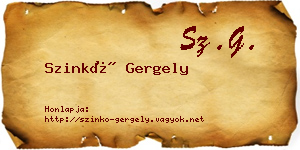 Szinkó Gergely névjegykártya